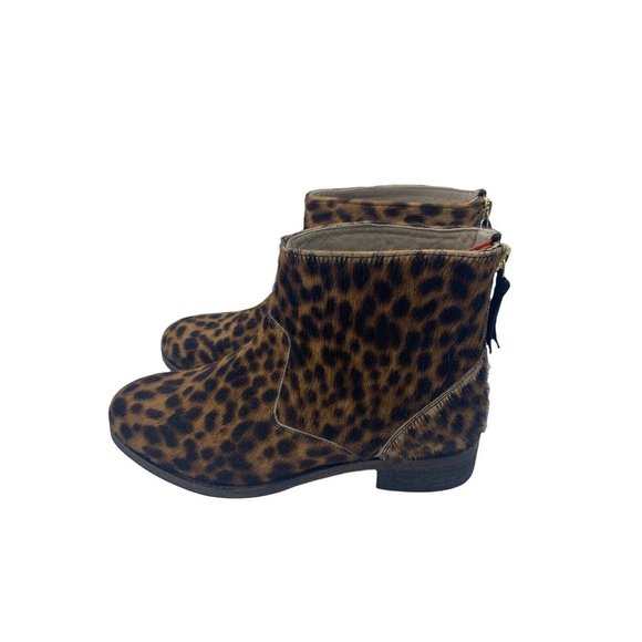 Boden 36 (US Size 5.5) Leather & Calf Hair Animal Print Side Zip Ankle Booties - Picture 7 of 12